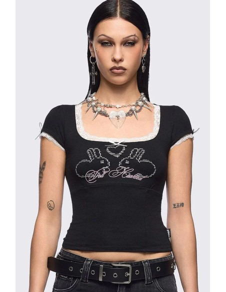 Camiseta Baby Tee Doll Hearted - Minga London