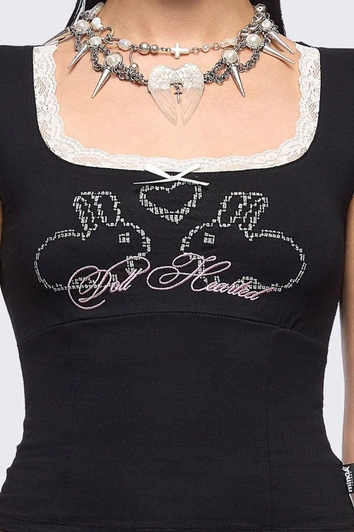 Camiseta Baby Tee Doll Hearted - Minga London