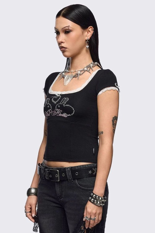 Camiseta Baby Tee Doll Hearted - Minga London