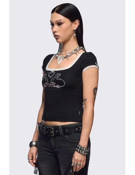 Camiseta Baby Tee Doll Hearted - Minga London