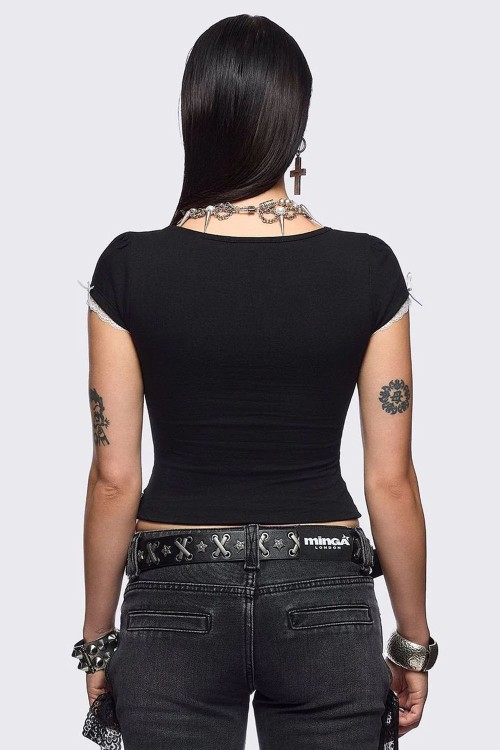 Baby Tee Doll Hearted T-shirt - Minga London