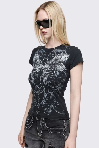 Baby Tee Winged Cross T-shirt - Minga London 2