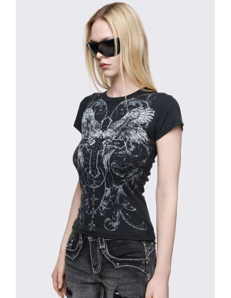 Camiseta Baby Tee Winged Cross - Minga London