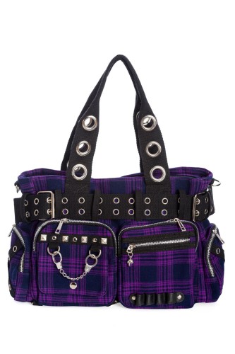 Camdyn Tartan Handbag in Purple - Banned