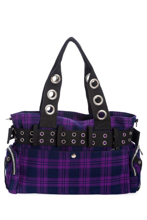 Camdyn Tartan Handbag in Purple - Banned