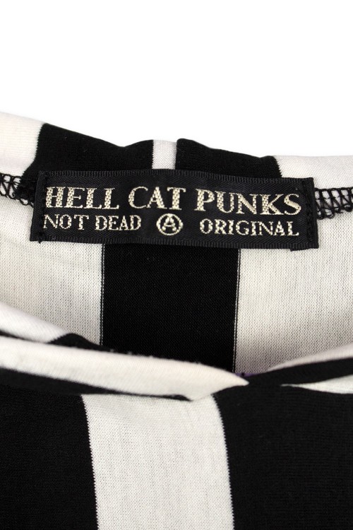 [2nd hand] Oversized Striped T-shirt Welcome to My Nightmare - Hell Cat Punks