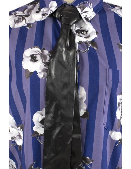 [Second Hand] Oversized Striped Shirt with Tie in Blue x Lilac - Jamie Ank エーエヌケ