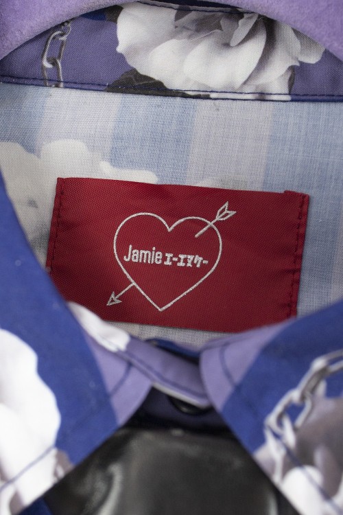 [Second Hand] Oversized Striped Shirt with Tie in Blue x Lilac - Jamie Ank エーエヌケ