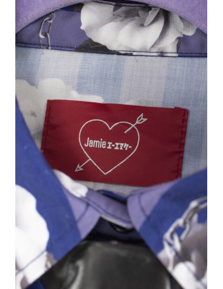 [Second Hand] Oversized Striped Shirt with Tie in Blue x Lilac - Jamie Ank エーエヌケ