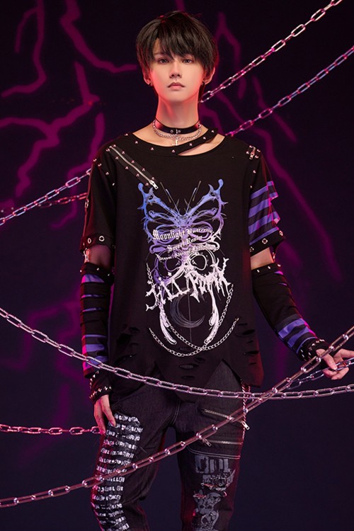 Top con Manguitos Fallen Butterfly en Lila - Jill Punk