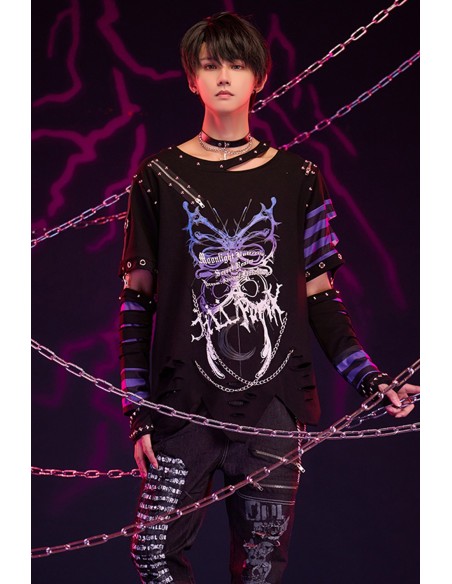 Fallen Butterfly Top with Armwarmers in Purple - Jill Punk