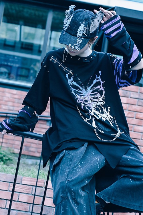 Fallen Butterfly Top with Armwarmers in Purple - Jill Punk