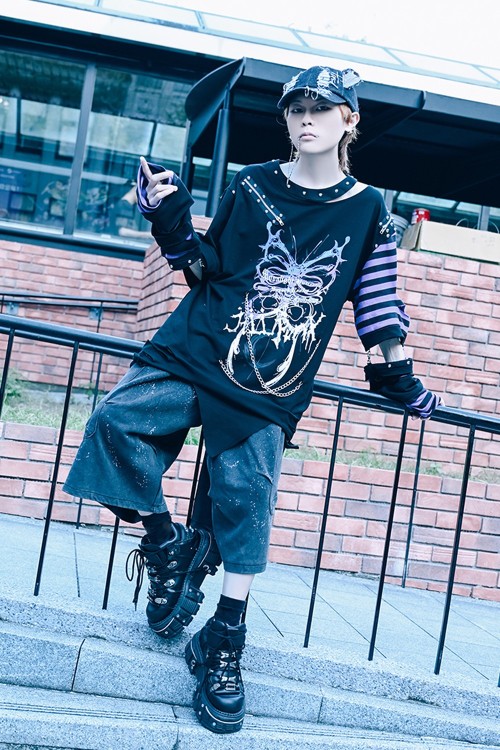 Fallen Butterfly Top with Armwarmers in Purple - Jill Punk