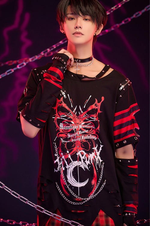 Fallen Butterfly Top with Armwarmers in Red - Jill Punk