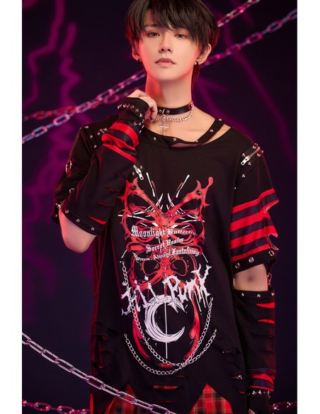 Fallen Butterfly Top with Armwarmers in Red - Jill Punk