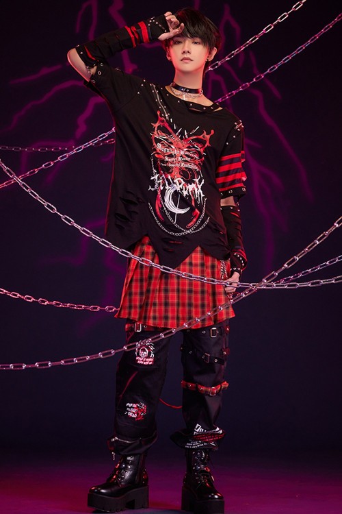 Fallen Butterfly Top with Armwarmers in Red - Jill Punk