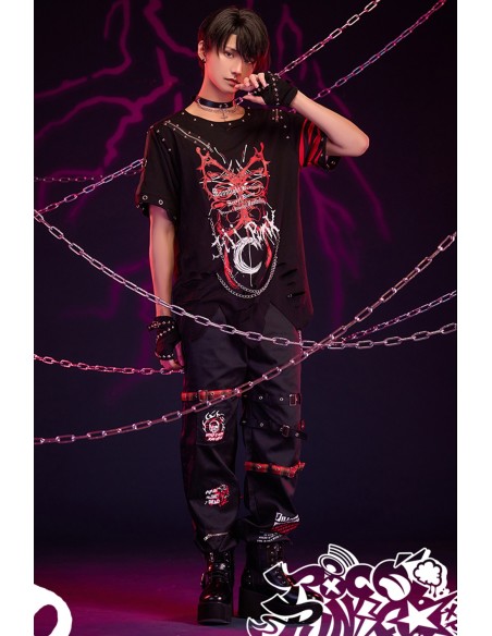 Fallen Butterfly Top with Armwarmers in Red - Jill Punk