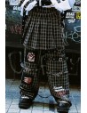 Pantalón con Sobrefalda Punk Frenzy en Tartán Negro - Jill Punk
