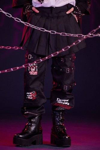 Pantalón con Sobrefalda Punk Frenzy en Negro - Jill Punk