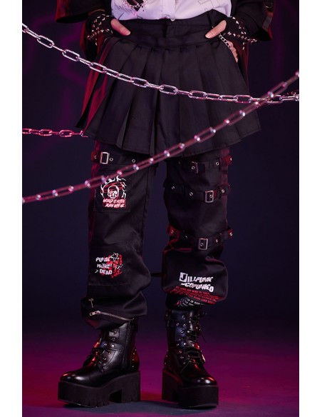 Punk Frenzy Overskirt Trousers in Black - Jill Punk