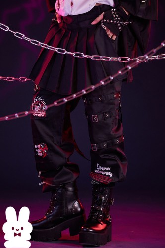 Pantalón con Sobrefalda Punk Frenzy en Negro - Jill Punk 2