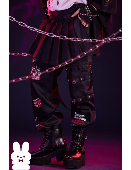 Punk Frenzy Overskirt Trousers in Black - Jill Punk