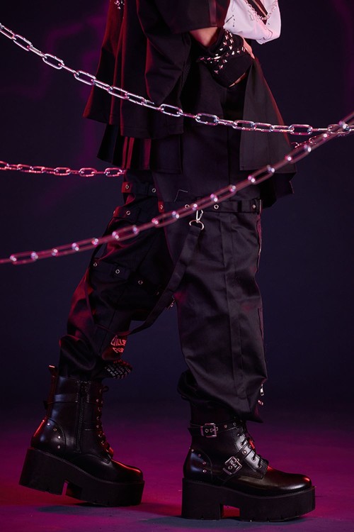 Punk Frenzy Overskirt Trousers in Black - Jill Punk