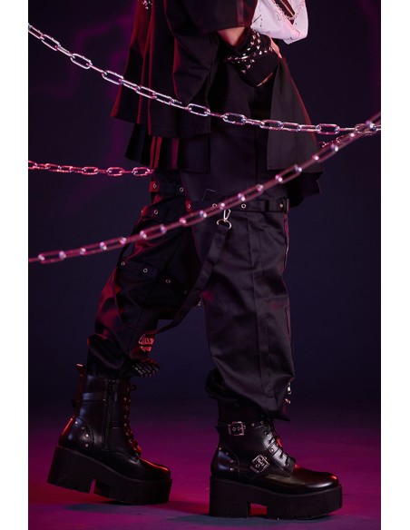 Punk Frenzy Overskirt Trousers in Black - Jill Punk