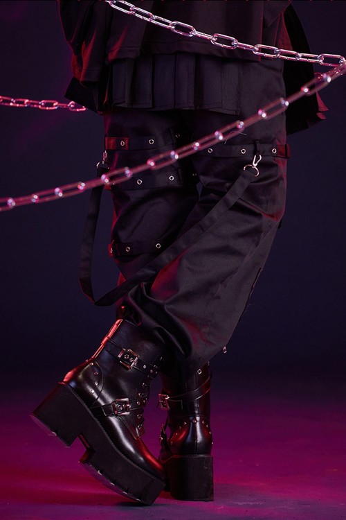 Punk Frenzy Overskirt Trousers in Black - Jill Punk