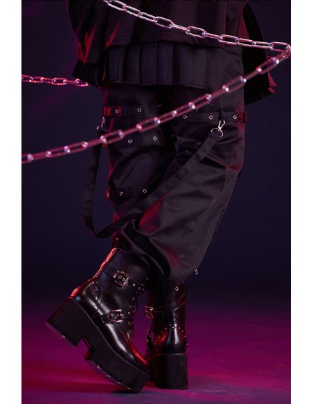 Punk Frenzy Overskirt Trousers in Black - Jill Punk