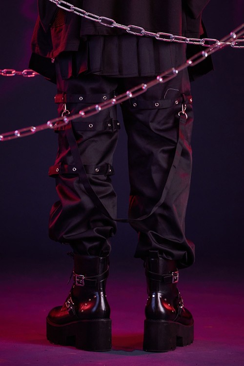 Punk Frenzy Overskirt Trousers in Black - Jill Punk