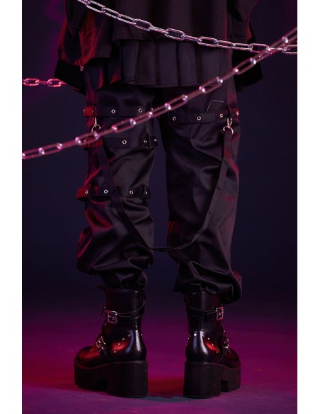 Pantalón con Sobrefalda Punk Frenzy en Negro - Jill Punk