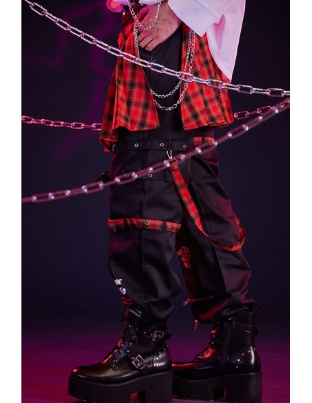 Punk Frenzy Overskirt Trousers in Red Tartan - Jill Punk