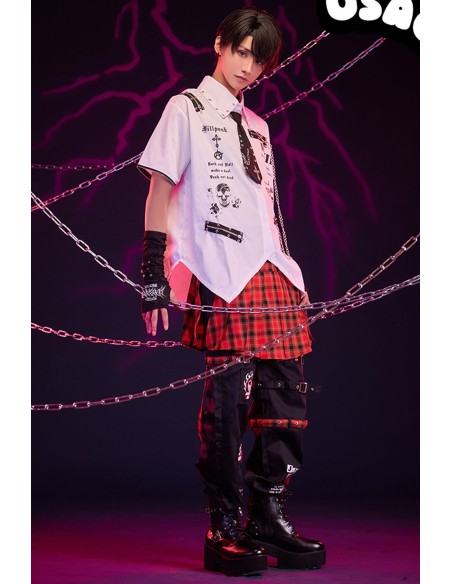 Punk Frenzy Overskirt Trousers in Red Tartan - Jill Punk