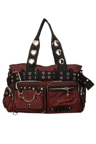 Sweet Revenge Striped Handbag Black x Red - Banned