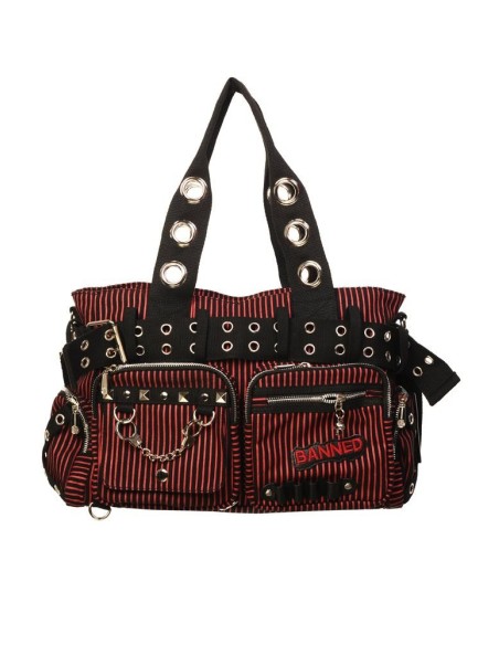 Sweet Revenge Striped Handbag Black x Red - Banned
