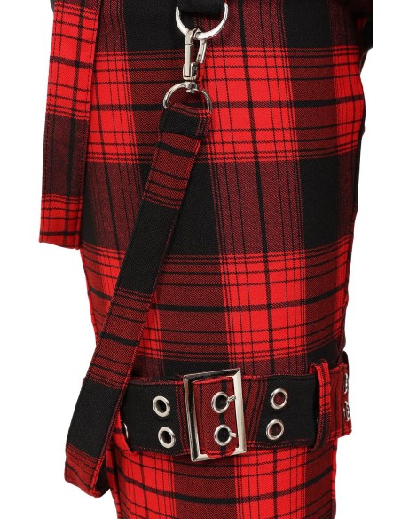 Pantalón 3/4 Nocturne Buckle de Tartán Rojo - Banned