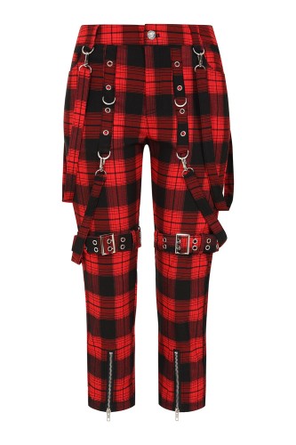 Nocturne Buckle Red Tartan 3/4 Length Trousers - Banned