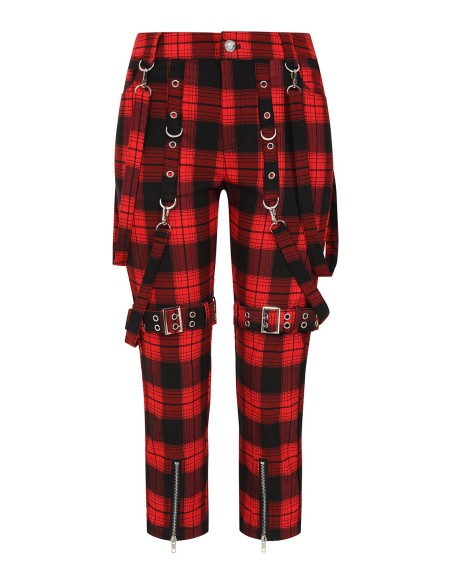 Nocturne Buckle Red Tartan 3/4 Length Trousers - Banned