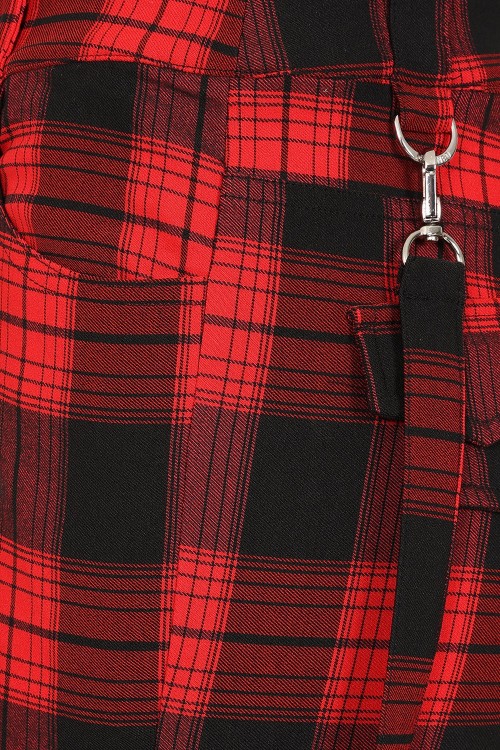 Nocturne Buckle Red Tartan 3/4 Length Trousers - Banned