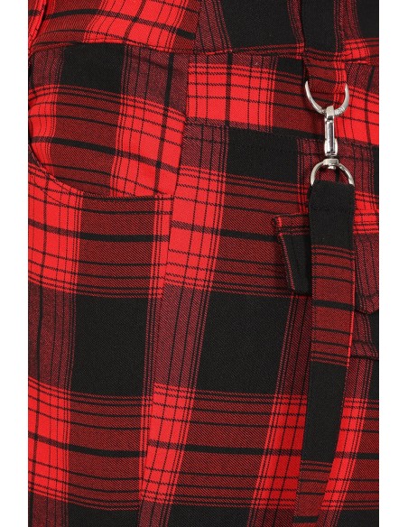 Pantalón 3/4 Nocturne Buckle de Tartán Rojo - Banned