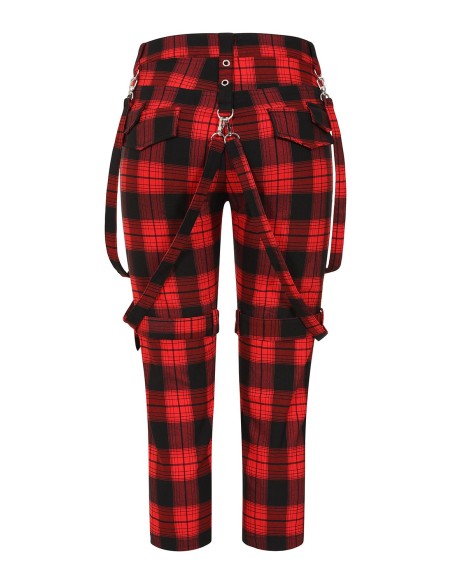 Pantalón 3/4 Nocturne Buckle de Tartán Rojo - Banned