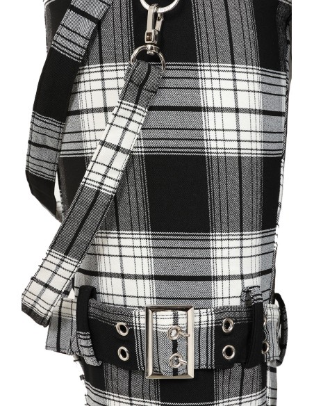 Pantalón 3/4 Nocturne Buckle de Tartán Negro x Blanco - Banned