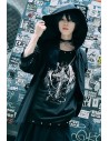 Two-Piece Effect Hooded Top Crossed Angel in Black - Jill Punk