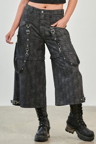 Glitchcore Detachable Denim Trousers - Banned