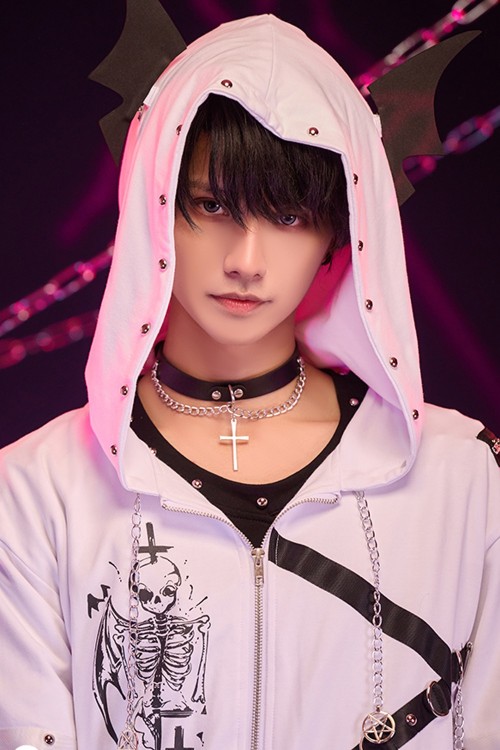 Sudadera con Capucha Skeleton Covenant en Blanco - Jill Punk