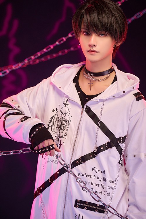 Skeleton Covenant Hoodie in White - Jill Punk Haori