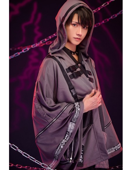 Sakamoto Ryoma  Hooded Techwear Haori in Gray x Black- Jill Punk