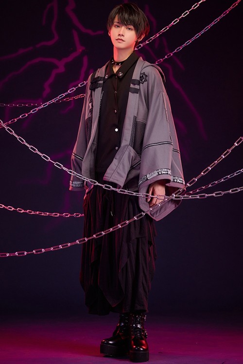 Haori Techwear con Capucha Sakamoto Ryoma en Gris x Negro - Jill Punk
