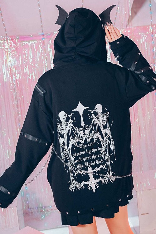 Skeleton Covenant Hoodie in Black - Jill Punk